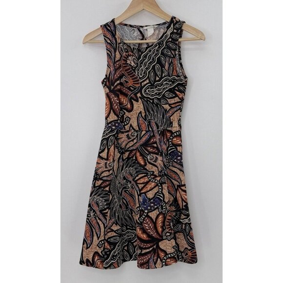 H&M Women's Fit & Flare‎ Stretch Dress Animal Floral Size Small, Boho - Picture 1 of 10